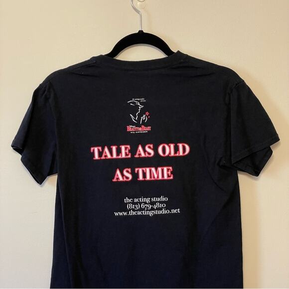 Disney’s Beauty & the Beast S short sleeve t-shirt red rose casual acting black - Picture 6 of 7